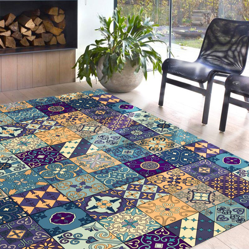 Moroccan Mosaic Print Rug Multi Colored Polyester Carpet Non-Slip Backing Washable Pet Friendly Rug for Living Room Clearhalo 'Area Rug' 'Moroccan' 'Rugs' Rug' 2185682