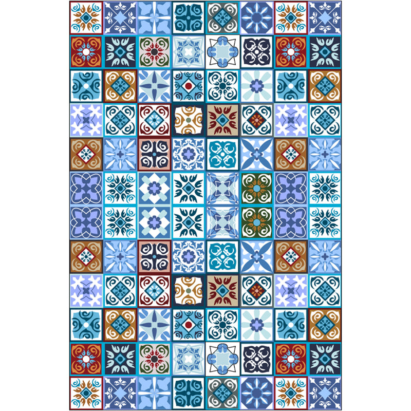 Moroccan Mosaic Print Rug Multi Colored Polyester Carpet Non-Slip Backing Washable Pet Friendly Rug for Living Room Sky Blue Clearhalo 'Area Rug' 'Moroccan' 'Rugs' Rug' 2185683