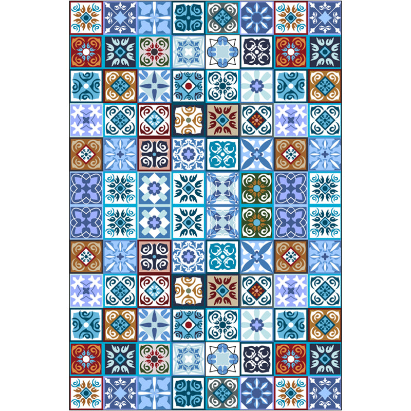 Moroccan Mosaic Print Rug Multi Colored Polyester Carpet Non-Slip Backing Washable Pet Friendly Rug for Living Room Sky Blue Clearhalo 'Area Rug' 'Moroccan' 'Rugs' Rug' 2185683
