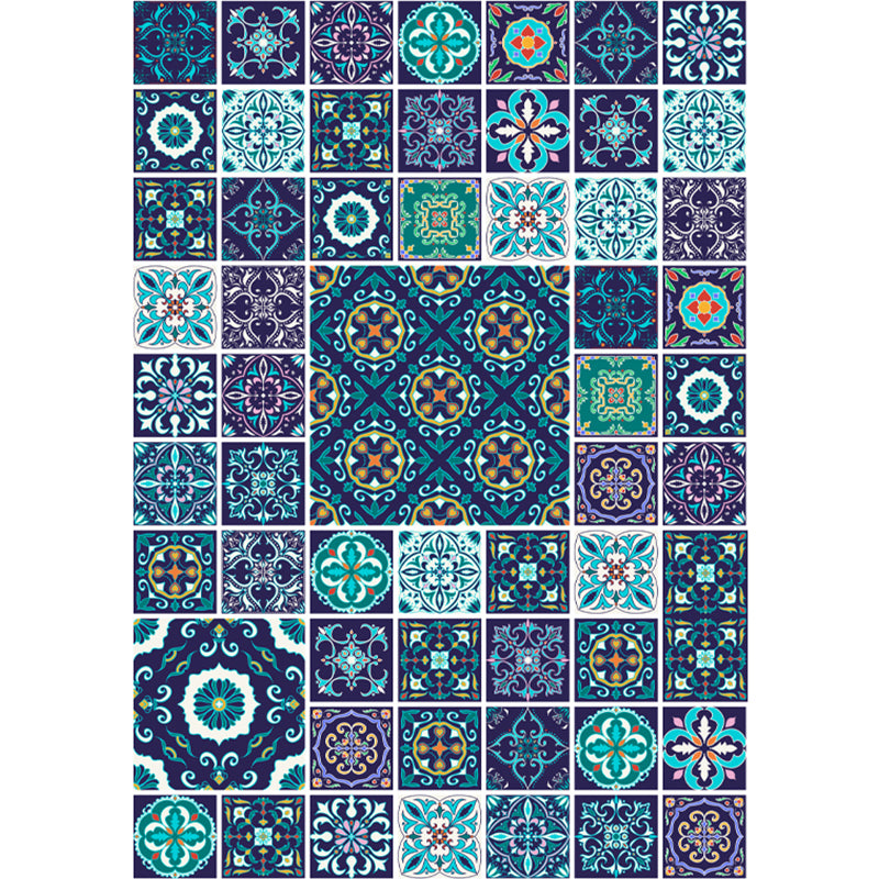 Moroccan Mosaic Print Rug Multi Colored Polyester Carpet Non-Slip Backing Washable Pet Friendly Rug for Living Room Ocean Blue Clearhalo 'Area Rug' 'Moroccan' 'Rugs' Rug' 2185685