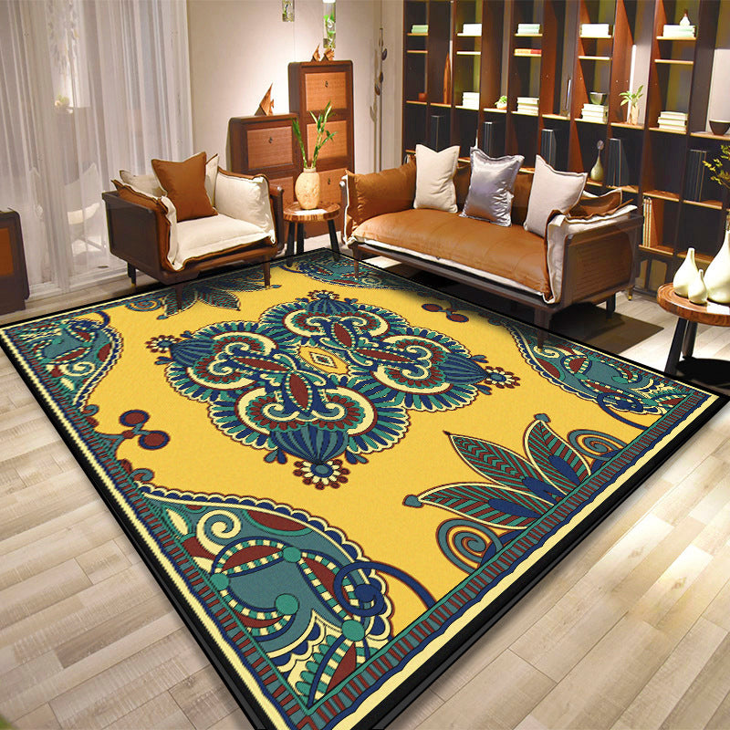 Folks Paisley Printed Rug Multi Color Oriental Rug Synthetics Machine Washable Stain Resistant Anti-Slip Backing Rug for Decoration Yellow Clearhalo 'Area Rug' 'Moroccan' 'Rugs' Rug' 2185703