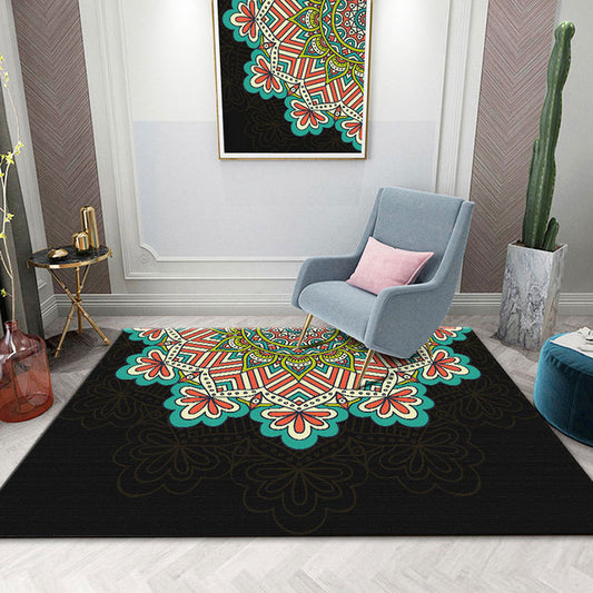 Colorful Mandala Rug Multicolor Moroccan Area Carpet Polyester Stain Resistant Pet Friendly Anti-Slip Rug for Home Lake Green Clearhalo 'Area Rug' 'Moroccan' 'Rugs' Rug' 2185707