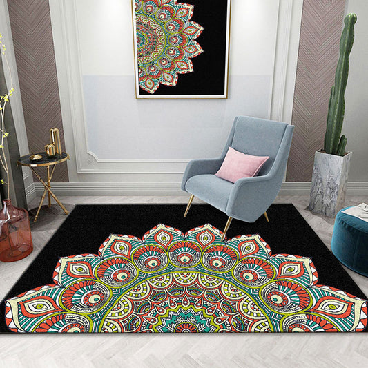 Colorful Mandala Rug Multicolor Moroccan Area Carpet Polyester Stain Resistant Pet Friendly Anti-Slip Rug for Home Blue Clearhalo 'Area Rug' 'Moroccan' 'Rugs' Rug' 2185708