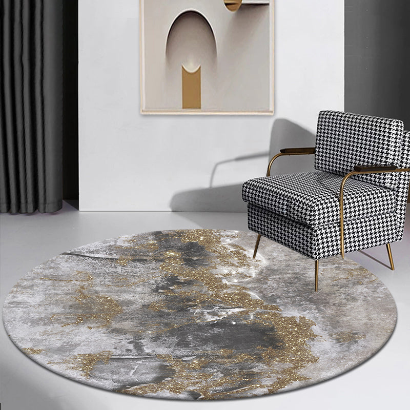 Multi-Colored Nordic Area Rug Polyester Foils Line Abstract Rug Non-Slip Backing Washable Stain Resistant Rug for Home Decor Gold Clearhalo 'Area Rug' 'Modern' 'Rugs' Rug' 2185726