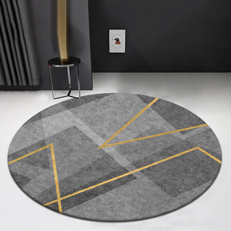 Multi-Colored Nordic Area Rug Polyester Foils Line Abstract Rug Non-Slip Backing Washable Stain Resistant Rug for Home Decor Dark Gray Clearhalo 'Area Rug' 'Modern' 'Rugs' Rug' 2185727