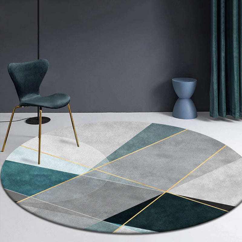 Multi-Colored Nordic Area Rug Polyester Foils Line Abstract Rug Non-Slip Backing Washable Stain Resistant Rug for Home Decor Aqua Clearhalo 'Area Rug' 'Modern' 'Rugs' Rug' 2185731