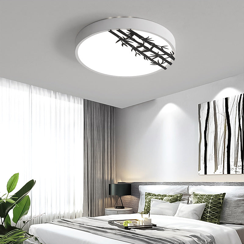 Modern 16"/19.5" Dia LED Flush Light Fixture Iron Round Ceiling Flush Mount with Bamboo Pattern for Bedroom, White Light Clearhalo 'Ceiling Lights' 'Close To Ceiling Lights' 'Close to ceiling' 'Flush mount' Lighting' 218574