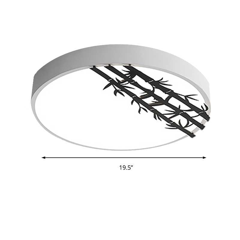 Modern 16"/19.5" Dia LED Flush Light Fixture Iron Round Ceiling Flush Mount with Bamboo Pattern for Bedroom, White Light Clearhalo 'Ceiling Lights' 'Close To Ceiling Lights' 'Close to ceiling' 'Flush mount' Lighting' 218578