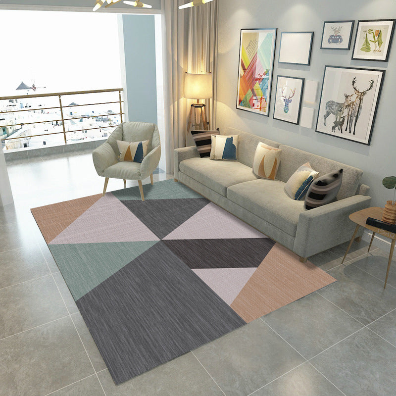 Multi Colored Geometric Block Rug Polypropylene Nordic Style Carpet Non-Slip Backing Stain Resistant Pet Friendly Rug for Room Grey Clearhalo 'Area Rug' 'Modern' 'Rugs' Rug' 2185888