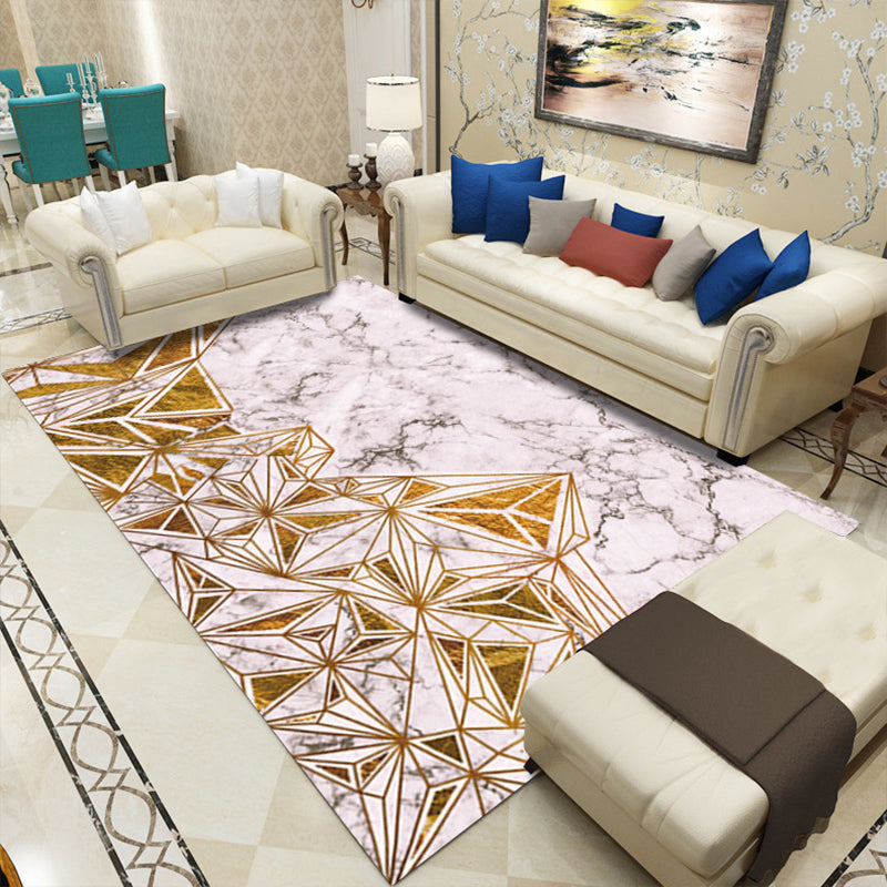 Multi Colored Geometric Block Rug Polypropylene Nordic Style Carpet Non-Slip Backing Stain Resistant Pet Friendly Rug for Room Gold Clearhalo 'Area Rug' 'Modern' 'Rugs' Rug' 2185889