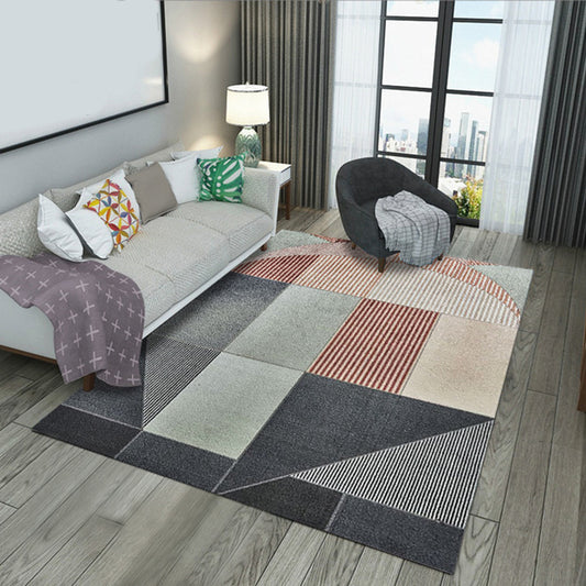 Multi Colored Geometric Block Rug Polypropylene Nordic Style Carpet Non-Slip Backing Stain Resistant Pet Friendly Rug for Room Dark Gray Clearhalo 'Area Rug' 'Modern' 'Rugs' Rug' 2185896