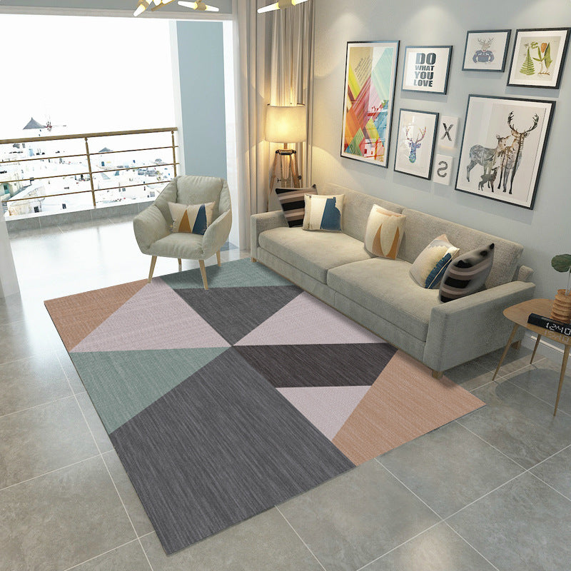 Multi Colored Geometric Block Rug Polypropylene Nordic Style Carpet Non-Slip Backing Stain Resistant Pet Friendly Rug for Room Clearhalo 'Area Rug' 'Modern' 'Rugs' Rug' 2185898