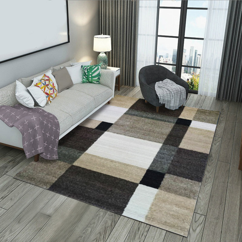 Multi Colored Geometric Block Rug Polypropylene Nordic Style Carpet Non-Slip Backing Stain Resistant Pet Friendly Rug for Room Brown Clearhalo 'Area Rug' 'Modern' 'Rugs' Rug' 2185900