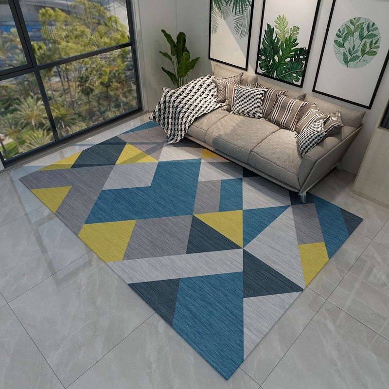 Chic Geometric Colorblock Print Rug Multi Colored Modern Rug Polyester Machine Washable Non-Slip Backing Pet Friendly Rug for Room Blue Clearhalo 'Area Rug' 'Modern' 'Rugs' Rug' 2185904