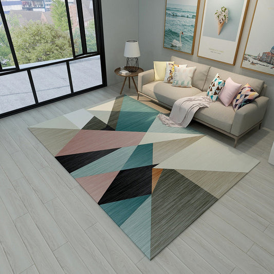 Chic Geometric Colorblock Print Rug Multi Colored Modern Rug Polyester Machine Washable Non-Slip Backing Pet Friendly Rug for Room Green Clearhalo 'Area Rug' 'Modern' 'Rugs' Rug' 2185916