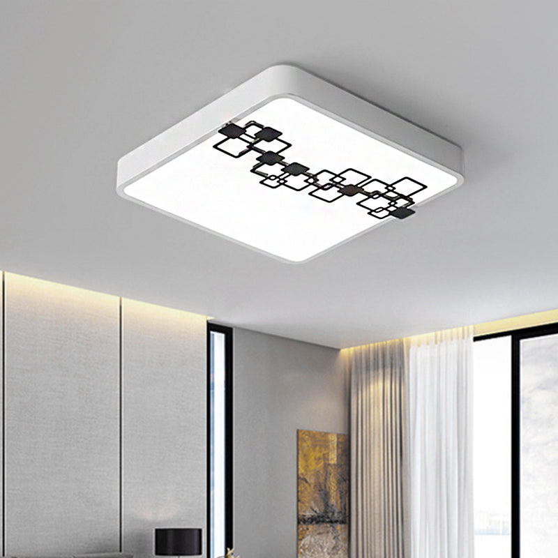 Round/Square Bedroom Flush Light 16"/19.5" Wide Simple Iron LED Flushmount with Bubble Pattern, White Light White Square Clearhalo 'Ceiling Lights' 'Close To Ceiling Lights' 'Close to ceiling' 'Flush mount' Lighting' 218592