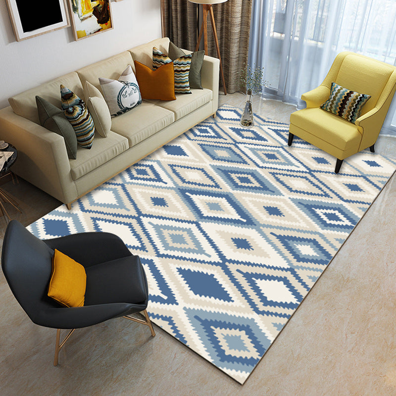 Multi Color Geometrical Rug Synthetics Contemporary Area Carpet Pet Friendly Non-Slip Backing Washable Rug for Living Room Blue Clearhalo 'Area Rug' 'Modern' 'Rugs' Rug' 2185937