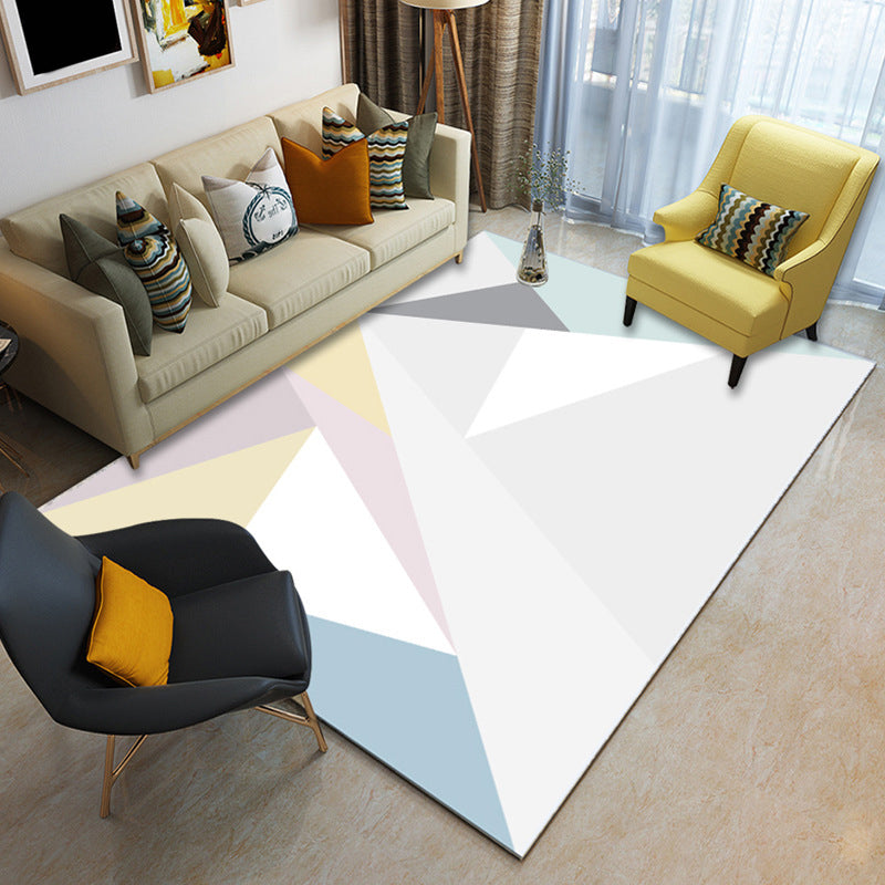 Multi Color Geometrical Rug Synthetics Contemporary Area Carpet Pet Friendly Non-Slip Backing Washable Rug for Living Room Light Gray Clearhalo 'Area Rug' 'Modern' 'Rugs' Rug' 2185961