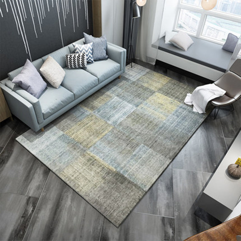 Grid Pattern Polypropylene Rug Nordic Geometric Pattern Rug Multi-Color Polypropylene Carpet Anti-Slip ...