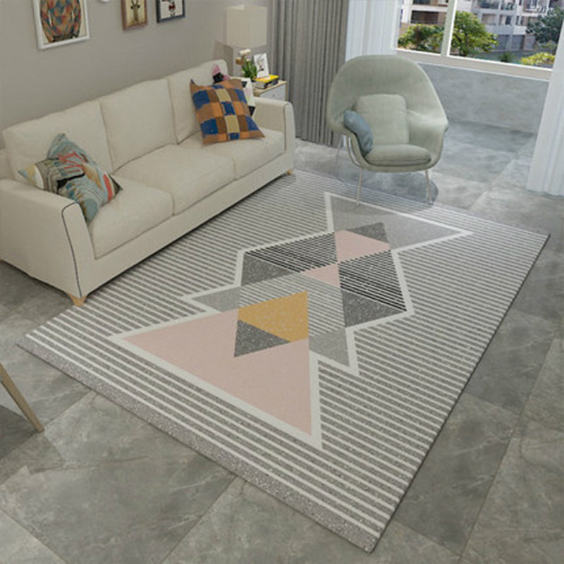 Nordic Geometric Pattern Rug Multi-Color Polypropylene Carpet Anti-Slip Washable Stain Resistant Rug for Great Room Grey Clearhalo 'Area Rug' 'Modern' 'Rugs' Rug' 2185999
