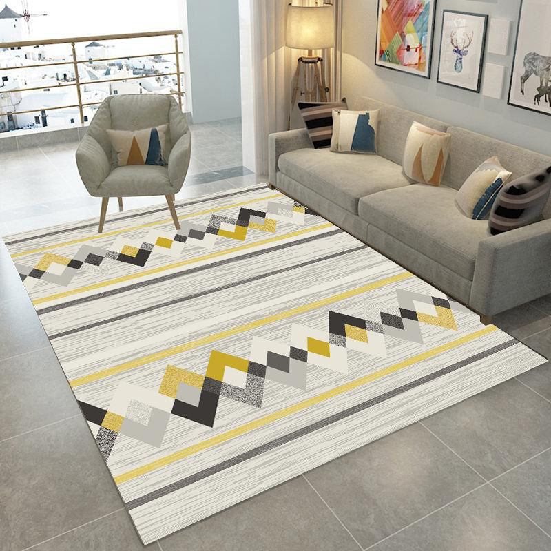 Nordic Geometric Pattern Rug Multi-Color Polypropylene Carpet Anti-Slip Washable Stain Resistant Rug for Great Room Yellow Clearhalo 'Area Rug' 'Modern' 'Rugs' Rug' 2186004