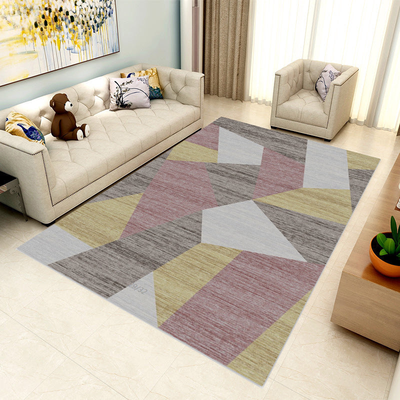 Special Multicolor 3D Geometric Rug Polyester Nordic Rug Anti-Slip Backing Pet Friendly Machine Washable Rug for Home Decor Pink Clearhalo 'Area Rug' 'Modern' 'Rugs' Rug' 2186037