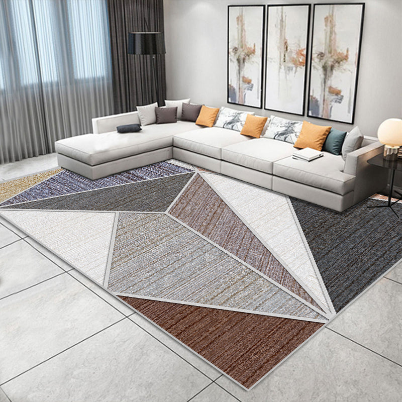Neat 3D Effect Triangle Rug Multicolor Contemporary Carpet Polypropylene Machine Washable Pet Friendly Anti-Slip Rug for Home Khaki Clearhalo 'Area Rug' 'Modern' 'Rugs' Rug' 2186075