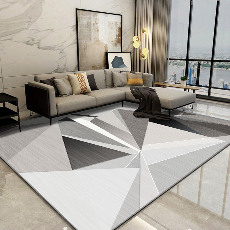 Neat 3D Effect Triangle Rug Multicolor Contemporary Carpet Polypropylene Machine Washable Pet Friendly Anti-Slip Rug for Home Light Gray-White Clearhalo 'Area Rug' 'Modern' 'Rugs' Rug' 2186076