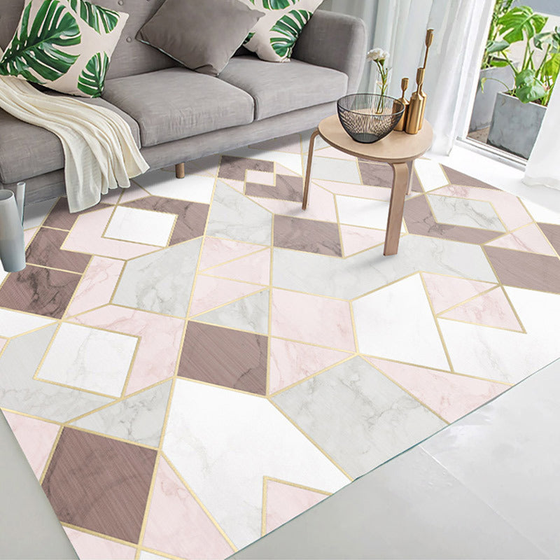 Classic Geometry Area Rug Multi-Color Minimalist Rug Polyester Stain Resistant Machine Washable Non-Slip Backing Rug for Room Pink Clearhalo 'Area Rug' 'Modern' 'Rugs' Rug' 2186094