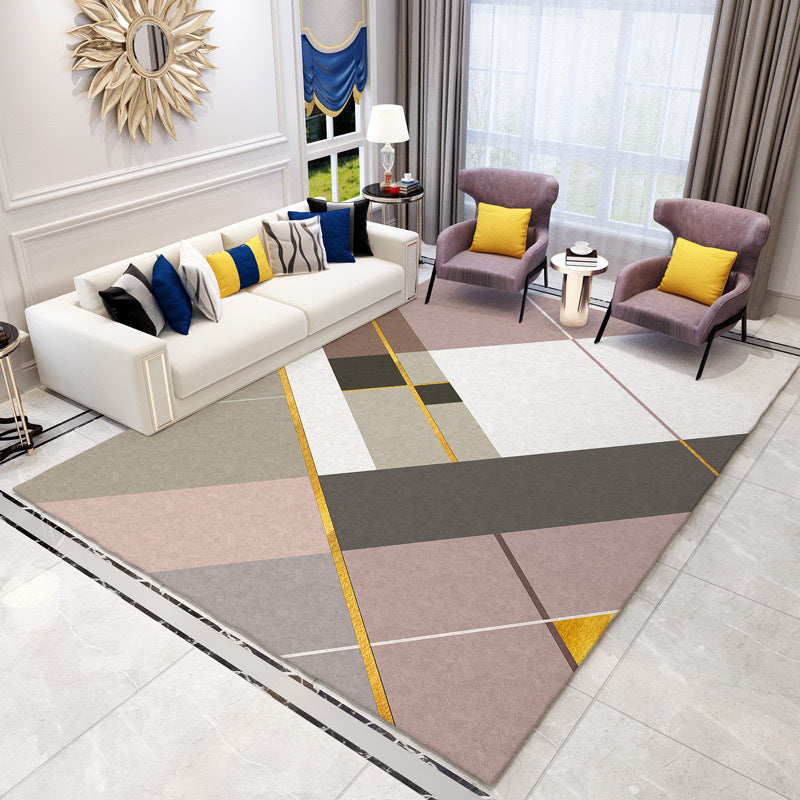 Classic Geometry Area Rug Multi-Color Minimalist Rug Polyester Stain Resistant Machine Washable Non-Slip Backing Rug for Room Dark Pink Clearhalo 'Area Rug' 'Modern' 'Rugs' Rug' 2186098