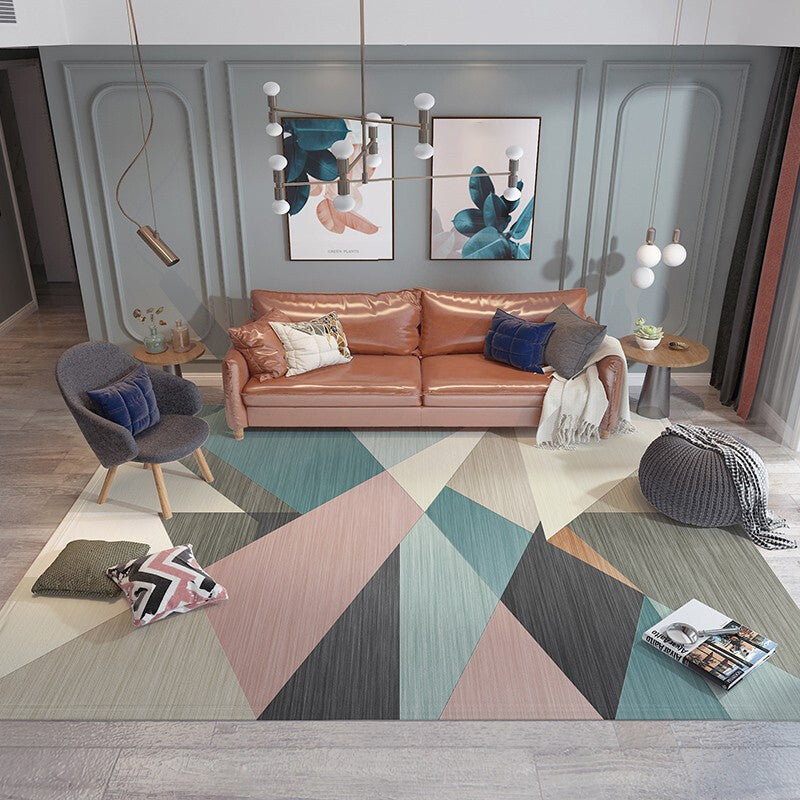 Art Decor Geometric Patterned Rug Multicolor Simplicity Carpet Polyester Stain Resistant Anti-Slip Machine Washable Rug for Room Green Clearhalo 'Area Rug' 'Modern' 'Rugs' Rug' 2186234