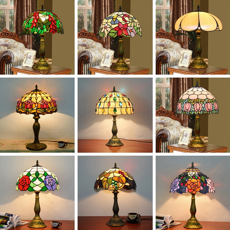 1 Head Table Lamp Decorative Dome Shade Stained Glass Nightstand Light for Living Room Clearhalo 'Lamps' 'Table Lamps' Lighting' 2186335