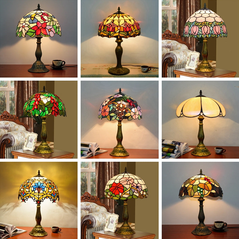 1 Head Table Lamp Decorative Dome Shade Stained Glass Nightstand Light for Living Room Clearhalo 'Lamps' 'Table Lamps' Lighting' 2186336