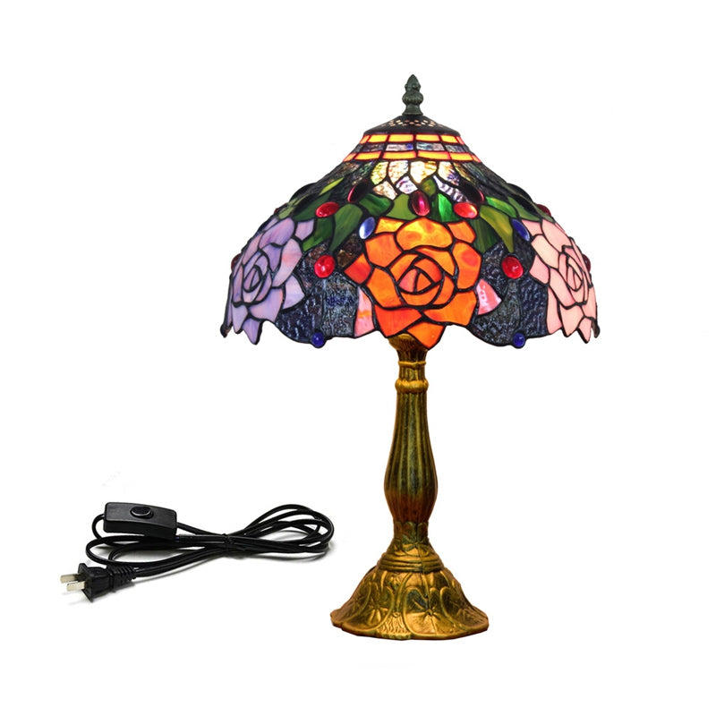 1 Head Table Lamp Decorative Dome Shade Stained Glass Nightstand Light for Living Room Clearhalo 'Lamps' 'Table Lamps' Lighting' 2186338