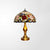 Dome Nightstand Lamp Traditional Stained Glass 3 Heads Brass Pull Chain Table Light with Floral and Bird Pattern Brass B Clearhalo 'Lamps' 'Table Lamps' Lighting' 2186363