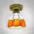 1��Head Flush Mount Light Classic Bell Shade Gridded Glass Semi Flush Ceiling Light Orange 6" Clearhalo 'Ceiling Lights' 'Close To Ceiling Lights' 'Close to ceiling' 'Glass shade' 'Glass' 'Semi-flushmount' 'Tiffany close to ceiling' 'Tiffany' Lighting' 2186413