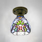 Dome Ceiling Light 1 Bulb Stained Glass Vintage Semi Flush Light Fixture for Corridor Clearhalo 'Ceiling Lights' 'Close To Ceiling Lights' 'Lighting' 2186424_6b6f6452-153b-4f49-86d0-655dec22c0aa