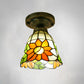 Dome Ceiling Light 1 Bulb Stained Glass Vintage Semi Flush Light Fixture for Corridor Orange 6" Clearhalo 'Ceiling Lights' 'Close To Ceiling Lights' 'Lighting' 2186429_5cecf295-432b-4b6c-8474-aa83892d8ab6