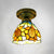 Dome Ceiling Light 1��Bulb Stained Glass Vintage Semi Flush Light Fixture for Corridor Yellow 6" Clearhalo 'Ceiling Lights' 'Close To Ceiling Lights' 'Close to ceiling' 'Glass shade' 'Glass' 'Semi-flushmount' 'Tiffany close to ceiling' 'Tiffany' Lighting' 2186431