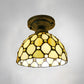 Dome Ceiling Light 1 Bulb Stained Glass Vintage Semi Flush Light Fixture for Corridor Light Yellow 8" Clearhalo 'Ceiling Lights' 'Close To Ceiling Lights' 'Lighting' 2186434_b45f1e73-280e-4b86-9c87-83c631e93271