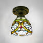 Dome Ceiling Light 1 Bulb Stained Glass Vintage Semi Flush Light Fixture for Corridor Gold 6" Clearhalo 'Ceiling Lights' 'Close To Ceiling Lights' 'Lighting' 2186435_47b78af2-bdab-4a94-a887-a45784607b7c