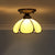 Decorative Dome Shade Semi Flush Mount 1-Light Stained Glass Ceiling Mounted Light Yellow Clearhalo 'Ceiling Lights' 'Close To Ceiling Lights' 'Close to ceiling' 'Glass shade' 'Glass' 'Semi-flushmount' 'Tiffany close to ceiling' 'Tiffany' Lighting' 2186451