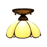 Decorative Dome Shade Semi Flush Mount 1-Light Stained Glass Ceiling Mounted Light Clearhalo 'Ceiling Lights' 'Close To Ceiling Lights' 'Close to ceiling' 'Glass shade' 'Glass' 'Semi-flushmount' 'Tiffany close to ceiling' 'Tiffany' Lighting' 2186453