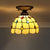 Decorative Dome Shade Semi Flush Mount 1-Light Stained Glass Ceiling Mounted Light Lemon Yellow Clearhalo 'Ceiling Lights' 'Close To Ceiling Lights' 'Close to ceiling' 'Glass shade' 'Glass' 'Semi-flushmount' 'Tiffany close to ceiling' 'Tiffany' Lighting' 2186456