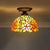 Decorative Dome Shade Semi Flush Mount 1-Light Stained Glass Ceiling Mounted Light Light Yellow Clearhalo 'Ceiling Lights' 'Close To Ceiling Lights' 'Close to ceiling' 'Glass shade' 'Glass' 'Semi-flushmount' 'Tiffany close to ceiling' 'Tiffany' Lighting' 2186457