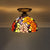 Decorative Dome Shade Semi Flush Mount 1-Light Stained Glass Ceiling Mounted Light Orange Red Clearhalo 'Ceiling Lights' 'Close To Ceiling Lights' 'Close to ceiling' 'Glass shade' 'Glass' 'Semi-flushmount' 'Tiffany close to ceiling' 'Tiffany' Lighting' 2186458