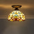 Decorative Dome Shade Semi Flush Mount 1-Light Stained Glass Ceiling Mounted Light Beige Clearhalo 'Ceiling Lights' 'Close To Ceiling Lights' 'Close to ceiling' 'Glass shade' 'Glass' 'Semi-flushmount' 'Tiffany close to ceiling' 'Tiffany' Lighting' 2186459