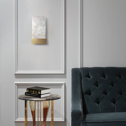Nordic Style Rectangle Shade Wall Sconce Mica Single Living Room Wall Mounted Light Gold Clearhalo 'Cast Iron' 'Glass' 'Industrial' 'Modern wall lights' 'Modern' 'Tiffany' 'Traditional wall lights' 'Wall Lamps & Sconces' 'Wall Lights' Lighting' 2186543