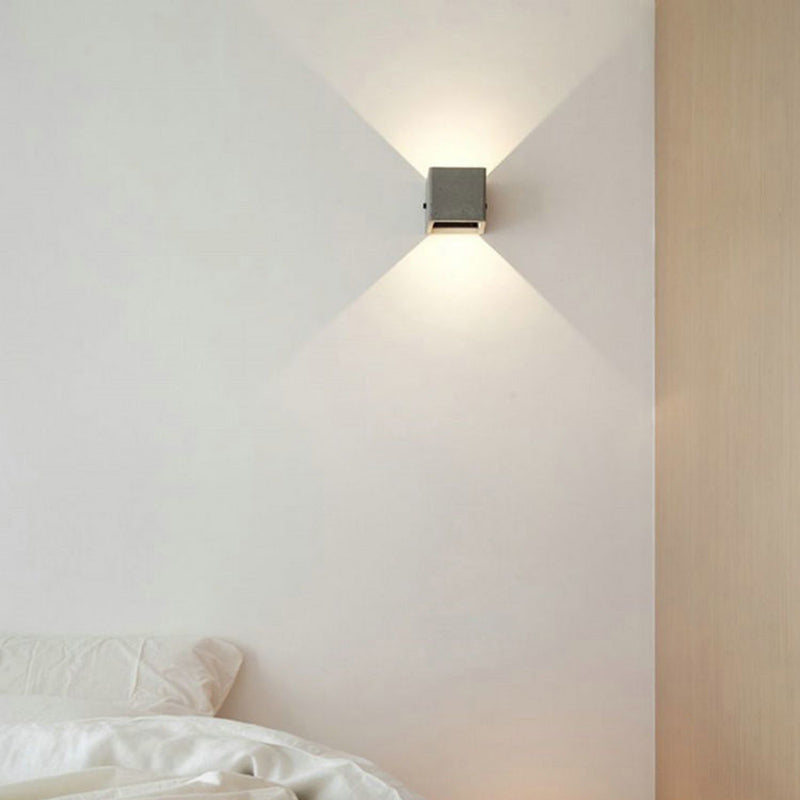 Square Shaped Cement LED Wall Lighting Minimalistic Grey Sconce Light for Living Room Clearhalo 'Modern wall lights' 'Modern' 'Wall Lamps & Sconces' 'Wall Lights' Lighting' 2186564