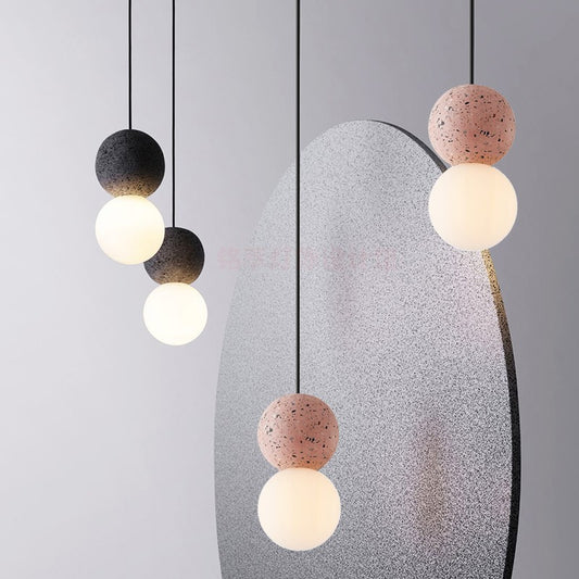 Globe Ceiling Light Nordic Style Terrazzo 1-Light Restaurant Hanging Pendant Light with Opal Glass Shade Clearhalo 'Ceiling Lights' 'Modern Pendants' 'Modern' 'Pendant Lights' 'Pendants' Lighting' 2186579